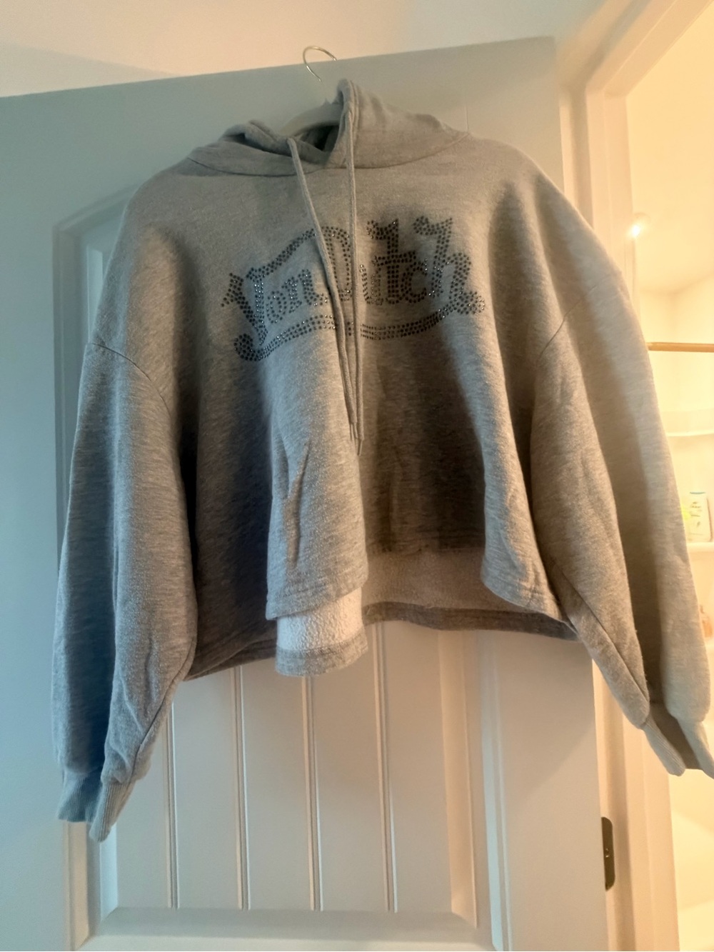 Von Dutcg Gray Hoodie Sweater with Embellished Logo